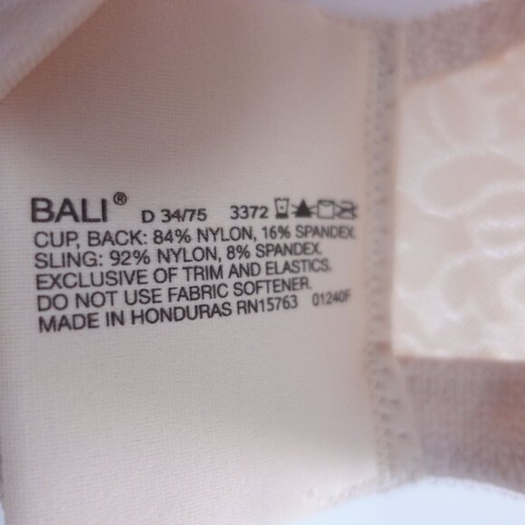 Bali Double Support Spa Closure Wireless Bra Tan Beige Size 34D 3372 - Picture 7 of 7